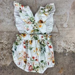 ruffle romper in bouquet  (0-3 months - 18-24 month)