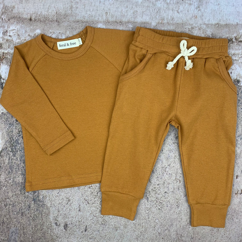 organic ribbed set in turmeric    (0-3 month - 4 years)