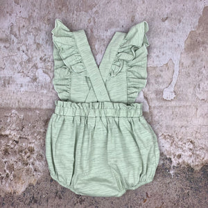ruffle romper in misty spring  (0-3 months - 18-24 month)