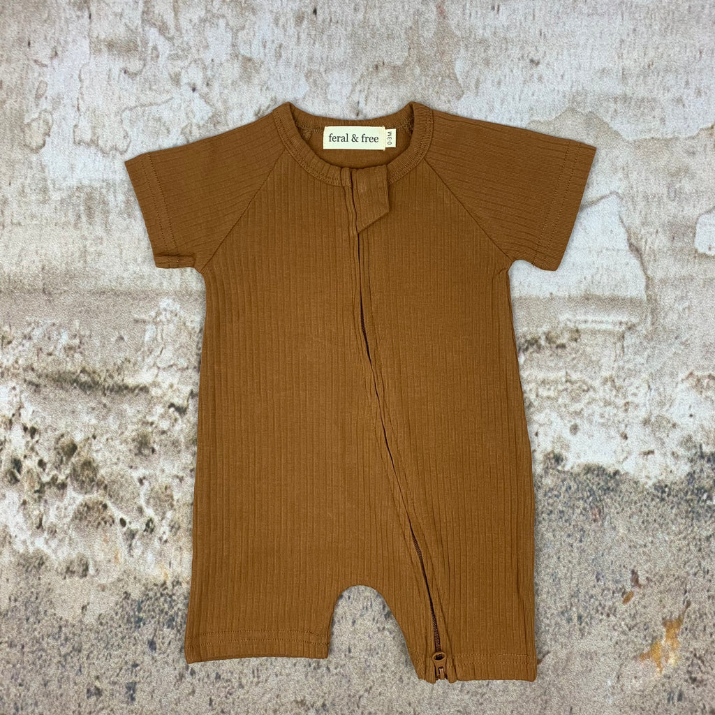 t-shirt romper in rust  (0-3 months - 18-24 month)