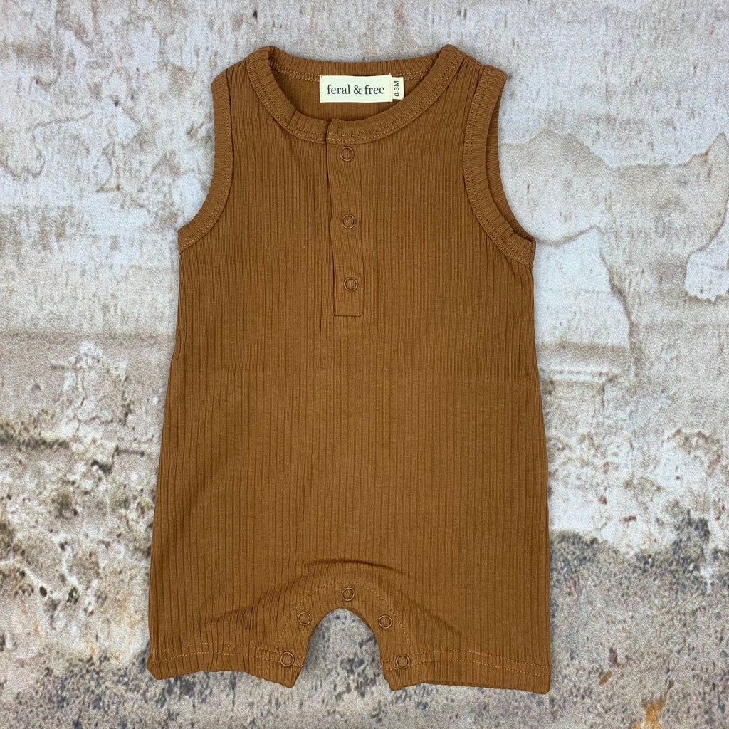 everyday romper in rust  (0-3 months - 18-24 month)