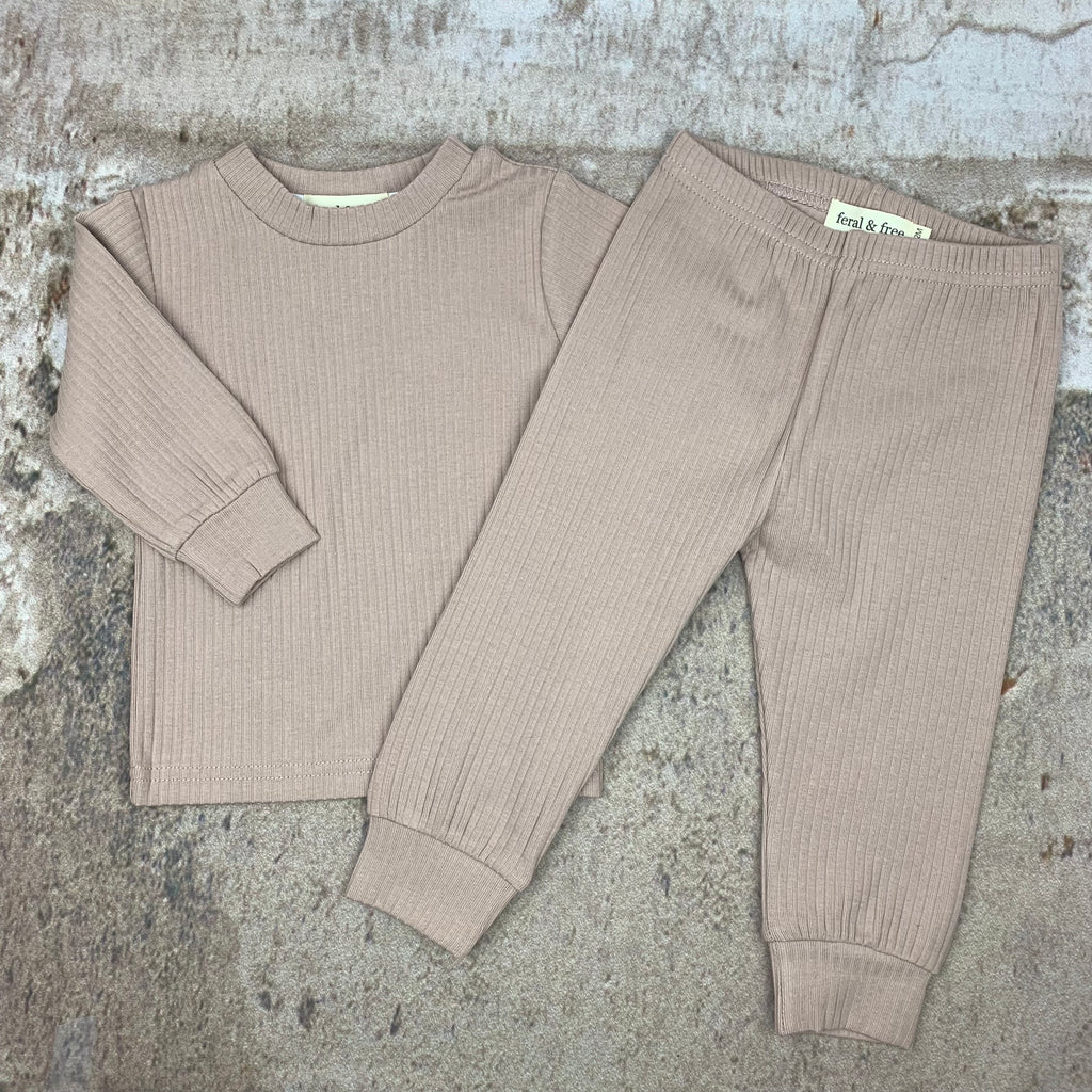 organic wide ribbed set in wild rose (0-3 month - 4 years)