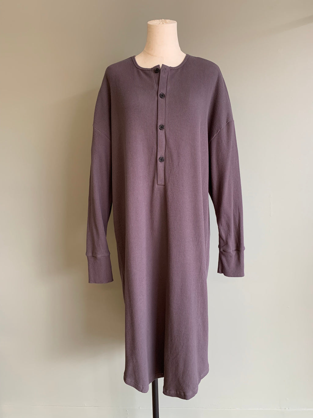 ribbed cotton robe in purplish grey