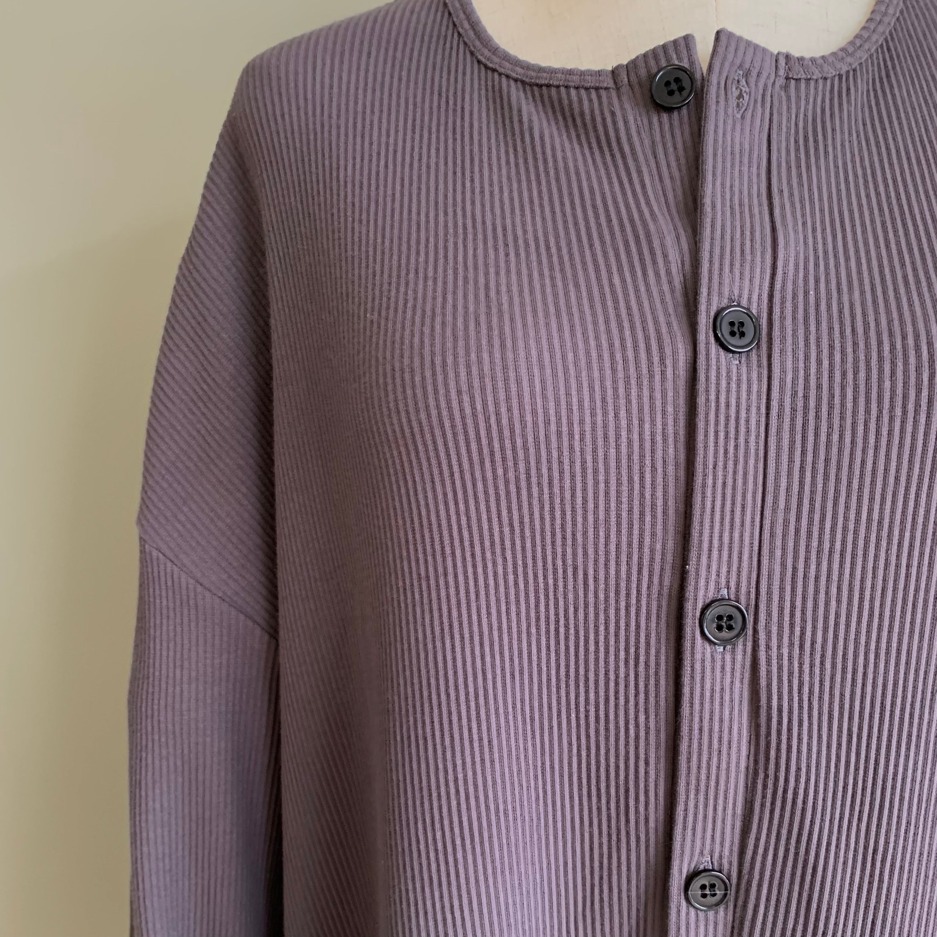 ribbed cotton robe in purplish grey