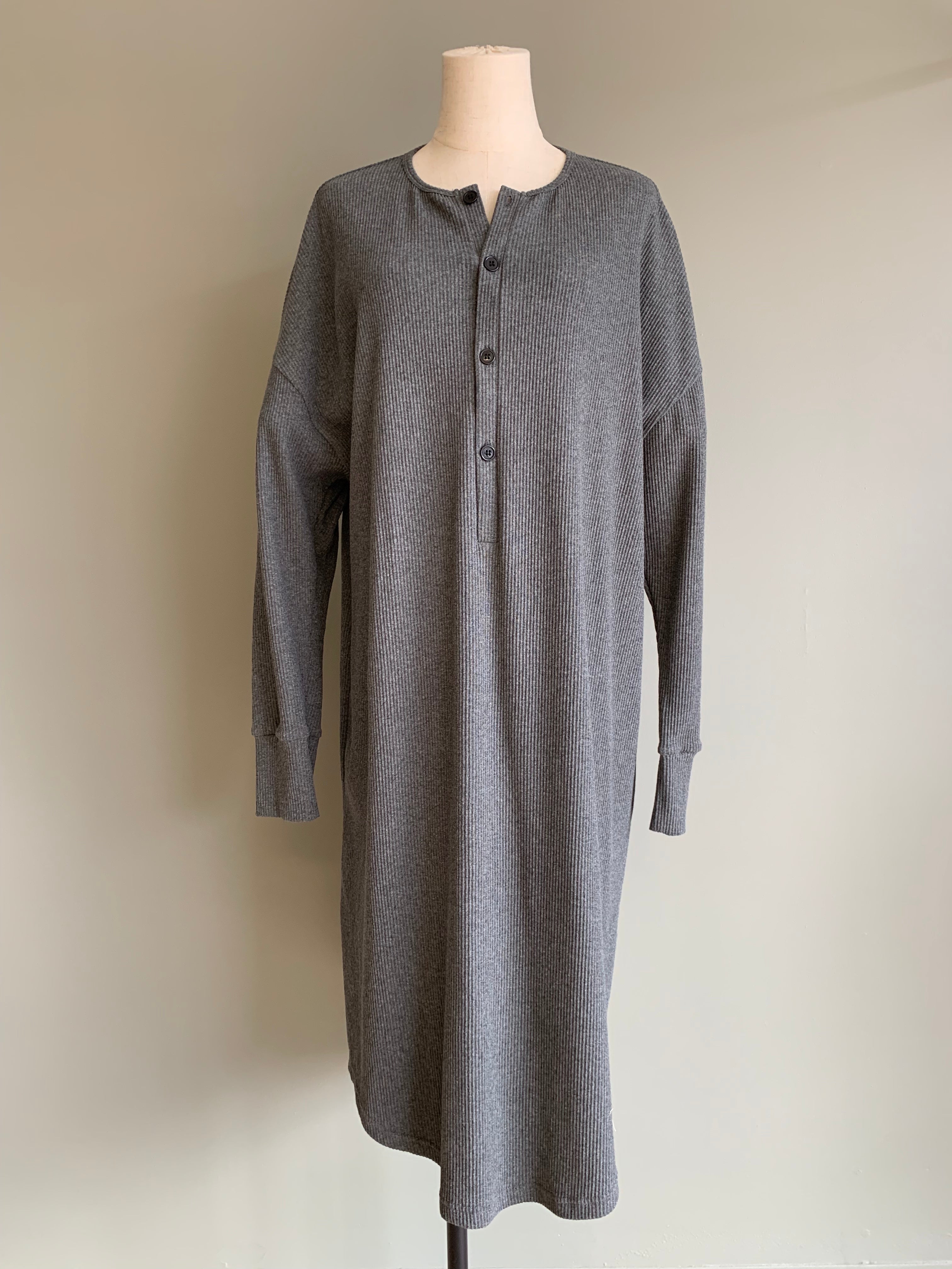 ribbed cotton robe classic grey